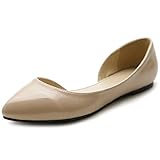 Ollio Women's D'orsay Shoe Comfort Enamel Pointed Toe Ballet Flat