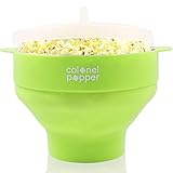 Colonel Popper Microwave Popcorn Popper Maker - Silicone Hot Air Pop Corn Bowl (Green)