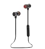 Bluetooth Headphones, Magnetic Wireless Earbuds with Build-In Microphone Sweatproof Earpiece Noise Cancelling Sports Earphones for Workout and Running (Black)