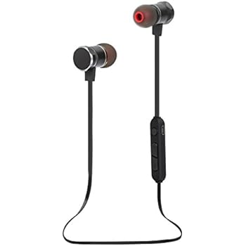 Bluetooth Headphones, Magnetic Wireless Earbuds with Build-In Microphone Sweatproof Earpiece Noise Cancelling Sports Earphones for Workout and Running (Black)