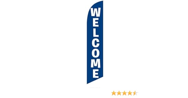 Open And Welcome Red White Blue Business Banner Polyester 2x3 Foot