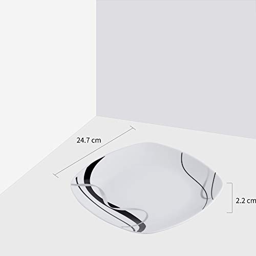 image for VEWEET 4-Piece Porcelain Dinner Plate Set, Elegant Ivory White Serving