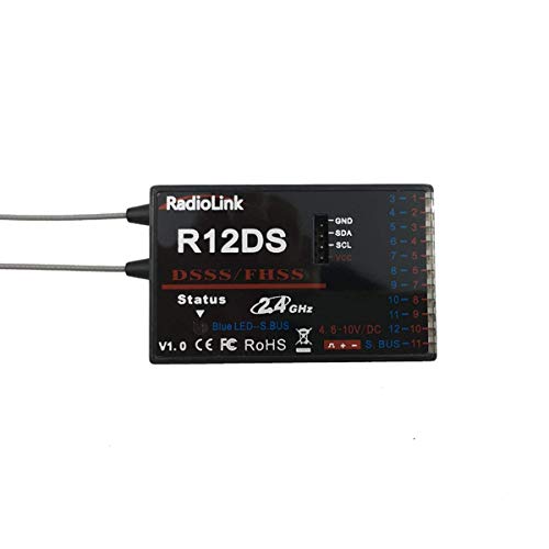RadioLink R12DS 12CH DSSS FHSS 12 Channel RC Receiver 2.4Ghz for AT9 AT10 AT10II Transmitter Remote Controller System Radio Aircraft Helicopter Drone