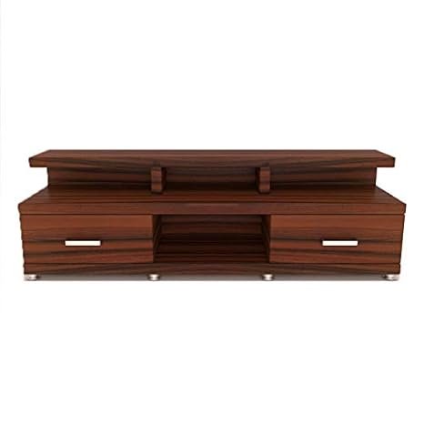 FLAIR FURNITURE Open LCD Base with Two Drawer Modern Design with Steel Legs (Light Walnut Color Laminate) Indian Tv Unit