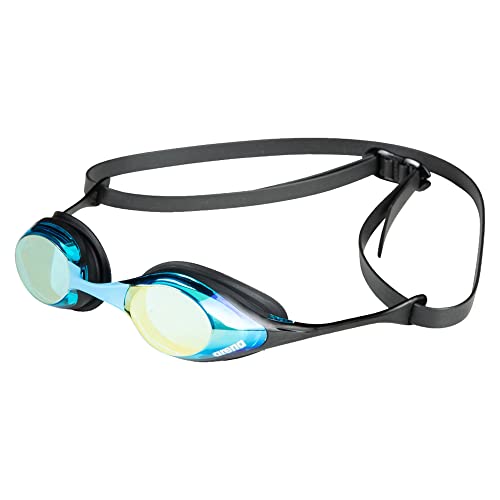 ARENA Cobra Original Swipe Mirror Unisex Adult Racing Swimming Goggles, Swimming Pool Goggles with Mirror Lenses, Anti-Fog UV Protection, 4 Interchangeable Nose Bridges