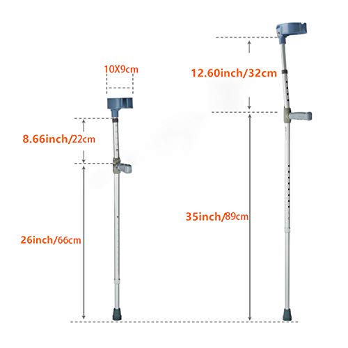 Lehom Forearm Crutches 2 Pack Aluminum Underarm Forearm Crutch 34.5-55.5 inch Adjustable Elbow Crutches Ergonomic Grip Walk Stick Lightweight Arm Cuff Crutch