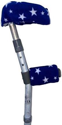 Crutch Handle Children's Size Hand & Arm Covers Pair - Range of Colours Available - Free 1st P+P - Sleeves - Pads - Cuffs - Foam (Blue Stars)