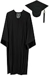 College Fashion Graduation Cap Gown Tassel 2017 Year Charm, Set Elegant, size 45 black