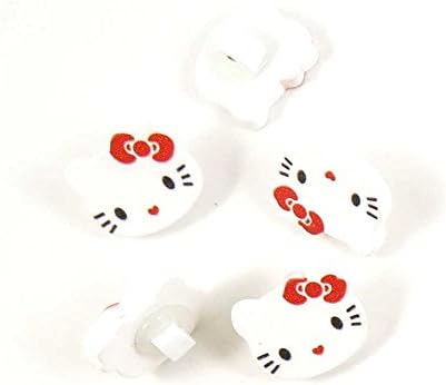 5 Pieces Sewing Buttons 1224 White Hello Kitty Wood Crafts Flatback Accessories Fasteners Clothing Sew On