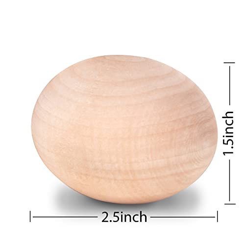 DomeStar Wooden Fake Chicken Eggs, 6PCS 2.5" Unpainted Faux Wood Eggs