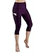 ODODOS High Waist Out Pocket Yoga Capris Pants Tummy Control Workout Running 4 Way Stretch Yoga Capris Leggings,DeepPurple,Medium