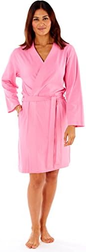 Nightwear Heaven Ladies 100% Soft Jersey Cotton Summer Dressing Gown Gowns Wrap Navy Blue Fuschia Mint Green Pink Size 8 10 12 14 16 18 20 22