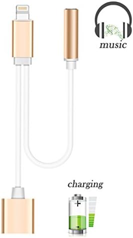 2 in 1 Lightning Adapter for iPhone 7 / 7 Plus / iphone 6S / 6 Plus - 3.5mm Audio Adapter Charging Cable - Cell Connectors Lightning Charger Earphone Jack Cable - Gold