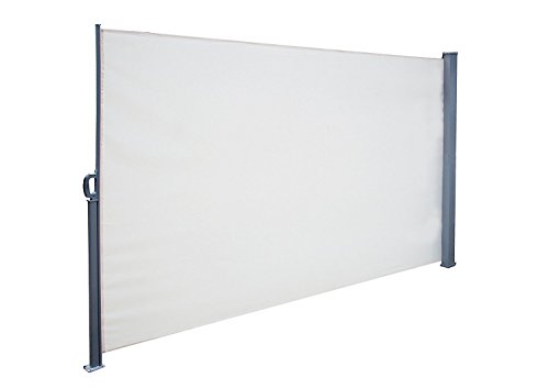 SimLife Privacy Screen Shade Retractable Side Awning Patio Balcony Outdoor with Steel Support Pole, White