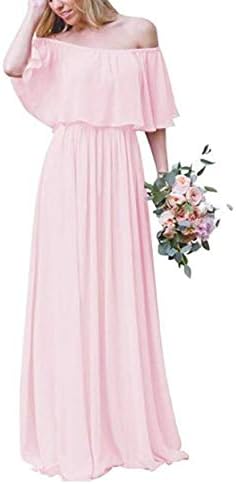 olise bridal Off Shoulder Chiffon Bridesmaid Dresses Strapless A-Line Evening Gown Long Prom Dress