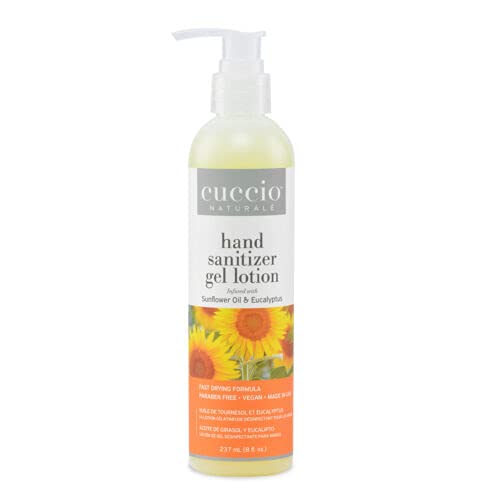 Cuccio Moisturising Hand Sanitizer Gel Lotion 237ml (8oz) - Sunflower Oil & Eucalyptus