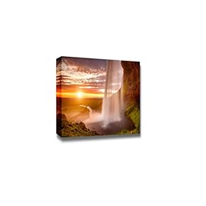 Canvas Prints Wall Art - Beautiful Waterfall Seljalandsfoss on The Iceland | Modern Home Deoration/Wall Art Giclee Printing Wrapped Canvas Art Ready to Hang - 12" x 18"