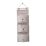 ZOOPOLR Cute Bear Wall Mounted Storage Bag Over The Door Storage Pockets Wall Door Closet Hanging Storage Bag Organizer (Dimgray)