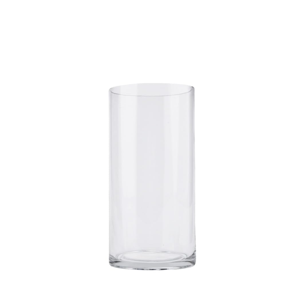 PEPAXON Glass Vase for Flower Tall Cylinder Clear Flower Vase (10x20cm)
