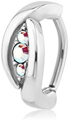 Pupick Bellybutton Ring Body Piercing Jewelry Surgical Steel Jeweled Belly Clicker - Two Small And One Big Gem 14g Multiple Style