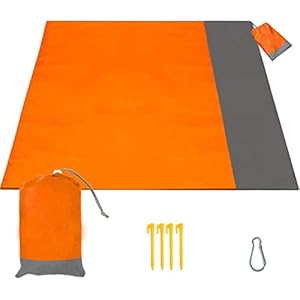 BETECK Strandmat Picknickdeken, 210x200CM Waterdichte Zanddichte Kampeerdekens met 4 Vaste Nagels, Versterkte Randen…