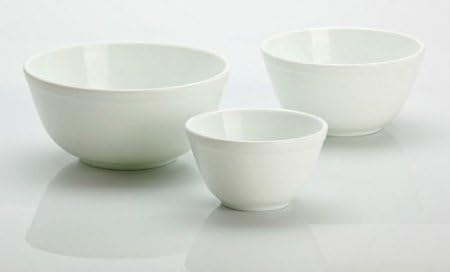 3 Piece Set Handmade White Milk Glass Mixing Nesting Bowls