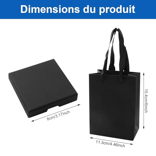 Jewelry Gift Box, Small Jewelry Gift Boxes with Lid, Black Paper Square Gift Box with Gift Bags, for Earrings, Ring, Necklace, Pendant, Party
