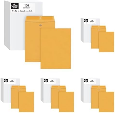 Quality Park Clasp Envelopes, 9 x 12 Kraft | 28 lb | Brown | 100 per Box | Pack of 5 Image
