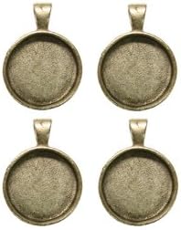 1inch Round Silver Plated Deep Pendant Plates - 4 Pack