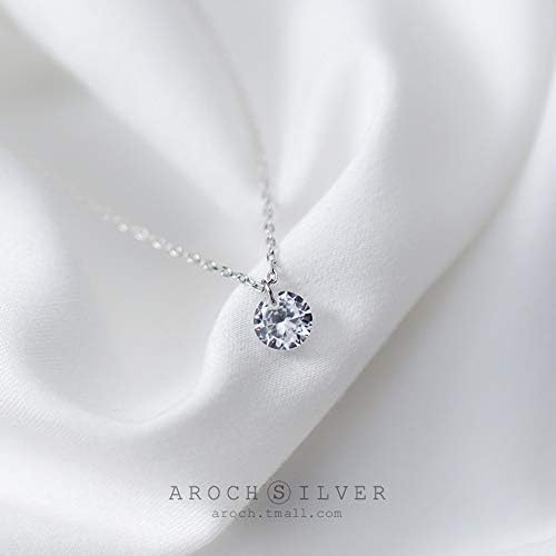LBZDR Necklace S925 Silver Necklace Pendant Female A Drop Of Clear Single Diamond Necklace Short Clavicle Chain