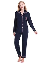 N NORA TWIPS Conjunto de pijama de bambú para dama Ropa de dormir de manga larga PjS suave