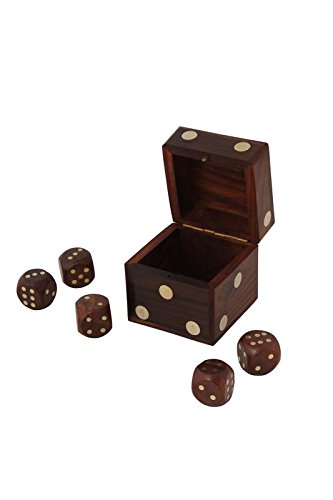 CRAFT ART INDIA Dice|Game|Set|Box|Board|Holder|Indoor|Outdoor|Wooden|Size(Inch):2.5x2.5x2.5