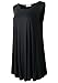 LARACE Women Solid Sleeveless Tunic for Leggings Swing Flare Tank Tops (L, Black)