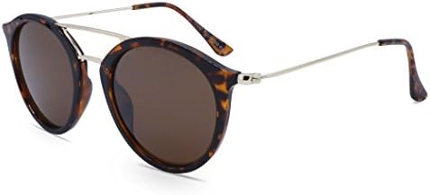 Vintage Sunglasses Retro Double Bridge (Leopard Frame &amp; Brown Lens)