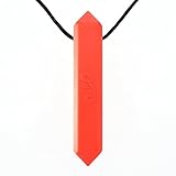 Quell-O Gravity Stone Textured Chew Necklace for Soft, Mild Chewers - Sensory Chewelry for Kids - Tough, Red