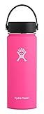 Hydro Flask 18 oz Double Wall Vacuum Insulated Stainless Steel Leak Proof Sports Water Bottle, Wide Mouth with BPA Free Flex Cap, Flamingo