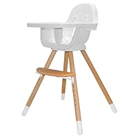 Asunflower Wooden High Chair for Baby Swivel Modern Highchair Wood Feeding Solution with Adjustable Tray for Toddler/Infant