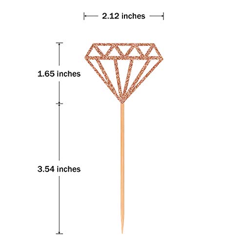 Donoter 48 Pcs Glitter Diamond Ring Wedding Dress Cupcake Topper Picks for Bridal Shower Engagement Party Decorations