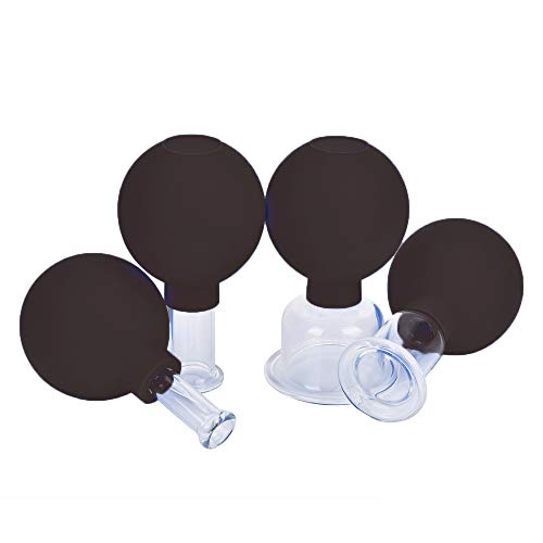 FeelFree Sport 4 Pieces Glass Facial Suction Cupping Set-Silicone Vacuum Suction Massage Cups Anti Cellulite Lymphatic…