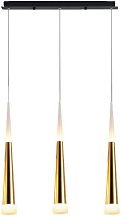 Modern Lamp LED Pendant Lighting One-Light Indoor Mini Gold Finish Acrylic Shade for Rooms 21W 3000K (3Head)