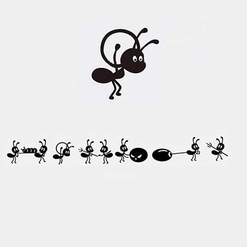 sudalv1971 Furnishing Wall Sticker Cartoon Ant Decoration Glass Art Murals Decals Mirror Window Decor