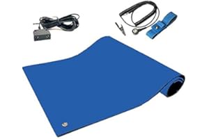 STATIC CARE RubberStat Dual Layer ESD Compliant Workstation Rubber Table Mat Kit, Soldering, Cell Phone Repair, with Wrist Strap Set and Ground Cord - 24"x36" Royal Blue
