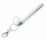 34 Colors Rhinestone Bling Wristlet LANYARDs keychain with keyring and Clasp for Key / ID badge/ Cell Phone (Clear)