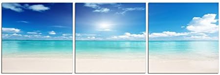 Clear Ocean - Canvas Photography Print - 60 x 20in. 5 Ft. Wide, 3 Panel Art 20x20, Frameless Canvas Print Wall Art, Ready to Hang. Modern Wall Decor, Contemporary Art, Modern Art Print