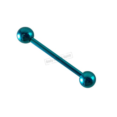 TONGUE BARS 18 mm balls barbell nipple PIERCING Turquoise RINGS BODY JEWELRY NEW