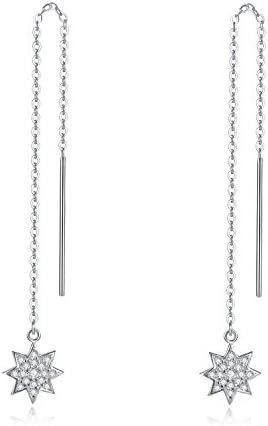 Earrings Stars Cubic Zirconia 925 Sterling Silver Earrings for Women by Sterling Silver Chain Sterling Silver Jewelry