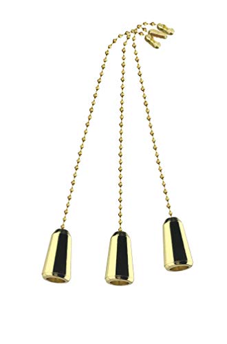 Decorative Brass BELL Ceiling Fan Pull with beaded chain - 3 pack - FA115 - for bedrooms, kids room,