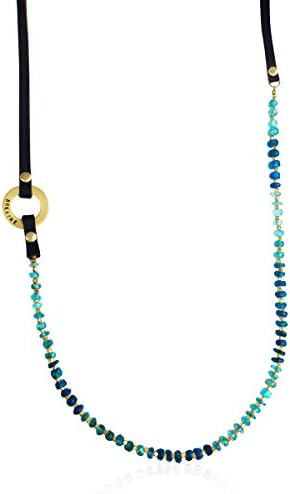 Serenity Jewelry: Apatite, Leather Breathe Necklace. Brings good vibes only. Yoga accessory. Mindfulness reminder. Inhale Exhale. Gold Filled. 36 inch