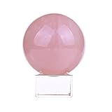 50mm Natural Carved Rose Quartz Ball Healing Crystal Sphere with Glass Base