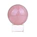 50mm Natural Carved Rose Quartz Ball Healing Crystal Sphere with Glass Base